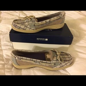 Womens Sperry Topsider Angelfish Gray Plaid Sz 8